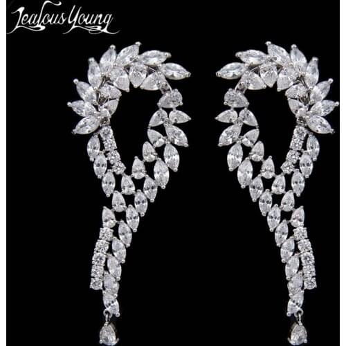 New Arrival Leaf Stud Earrings For Women White Zircon Unique Design Brand Earrings Fashion Jewelry Party Fashion Jewelry AE109