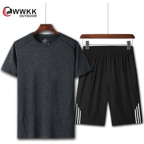 New Mens Sweat-Absorbent Quick-Drying Leisure Sports Quick-Drying Travel Set Cationic Elastic Mountaineering Mens Training Sets