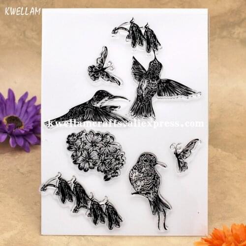 Bird Butterfly Flower Scrapbook DIY photo cards account rubber stamp clear stamp transparent stamp 16.5x22cm KW7080103