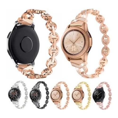 Metal diamond VO style strap for Samsung watch 46mm/Active 2/Huawei GT2 for Samsung watch 3 Quick Release Metal Belt 22MM 20MM