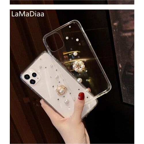 Luxury Diamond Pearl Case Cover For Huawei Honor8 9 10 20 Lite V10 V20 V30 7X 8X 9X Nova 3 4 5 6 DIY Bling Crystal Handmade Case