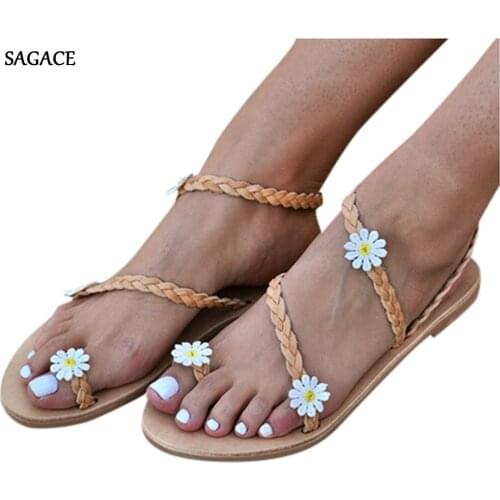 SAGACE Leisure Sandals For Women Flats Shoes Female Open Toe Flip Flops Beach Slippers Summer Shoes 2020 Beach Vintage Sandalias