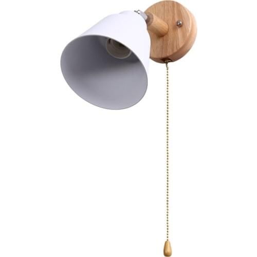 Nordic Wooden Wall Lamp Bedside Wall Lamp Sconce Wall Light for Bedroom Corridor with Zip Switch Freely Rotatable