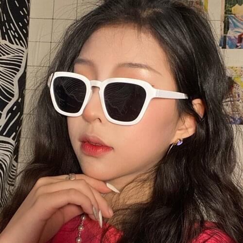 Square Frame Women Men Sunglasses Blue Yellow Pink Lens UV400 Eye Protection Girl Sexy Ladies Outdoor Eyewear