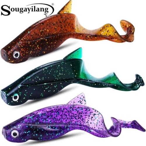Sougayilang 6Pcs Big Soft Worm Baits 8cm 12g Lifelike Eyes Fishing Lure for Salt Water/Fresh Water Bass Carp Fishing Lure Tackle