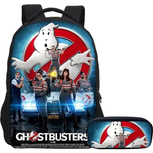 VEEVANV 2 Set Cartoon Prints School Backpacks with Pencil Bag Fashion Ghostbusters Teenage Bookbag Children Laptop Shoulder Bags