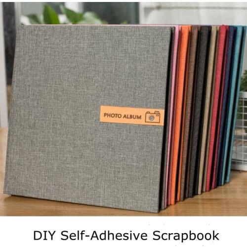 High-Grade 16 Inch linen Photo Album Handmade DIY Self-Adhesive Scrapbook Couple Baby Growth Record Book Family Photo Collection