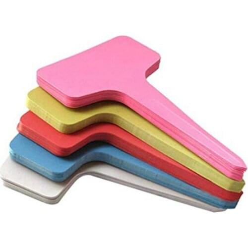 100Pcs Plant Labels Multicolor Waterproof Plastic Plant Tags T-Type Nursery Garden Labels 6 X10cm 5 Colors