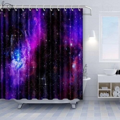 Vixm Night Shower Curtain Star Filled Dark Sky Vivid Celestial Theme Cosmos Galactic Cluster Constellation Fabric Bath Curtains