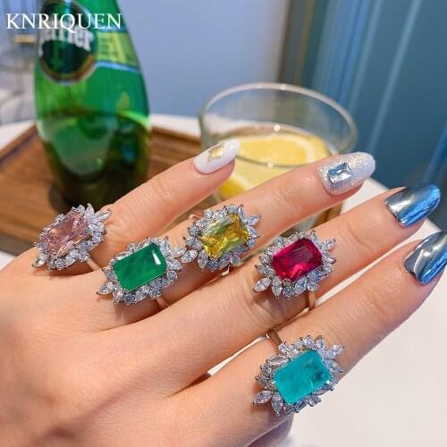 Charms 925 Sterling Silver 8*12mm Ruby Emerald Paraiba Tourmaline Topaz Rings for Women Gemstone Party Wedding Fine Jewelry Gift