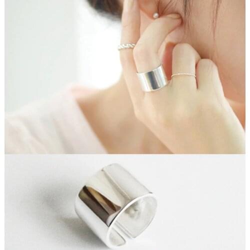 Bohemian Big Real Silver Color Smooth Round Ring for Women Jewelry Punk Vintage Antique Finger Engagement Ring Party Gift