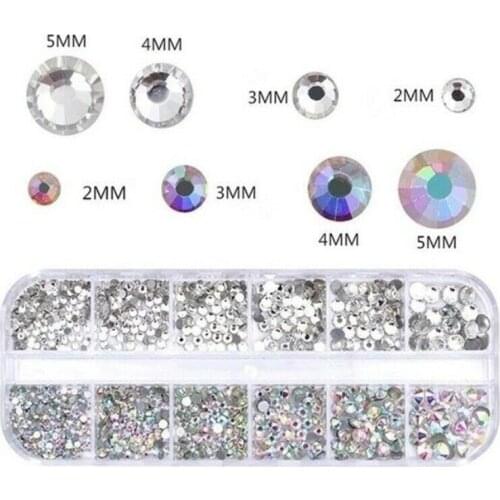 1 Box Rhinestone Crystal For Nails Nail Art Decoration Nail AB Color Crystal Glitter Multi-size Manicure Strass Gem DIY Nails