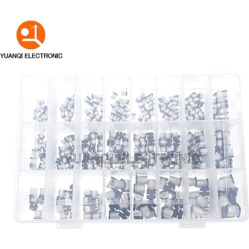 1uF~1000uF 6.3V-50V 400Pcs 24Value SMD Aluminum Electrolytic Capacitors Assortment Kit + Box