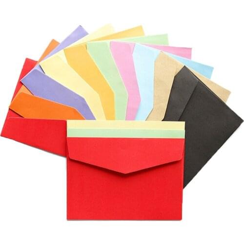 10Pcs Solid Color Kraft Paper Envelope Stationery Postcard Colorful Envelope Suitable for Various Occasions