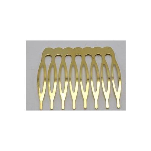 10 Gold Blank Metal Hair Comb 42mm with 8 Teeth For Bridal Hair Accessories DIY