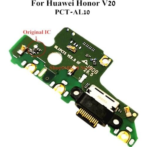 100% Original USB Charging Port Flex Cable For Huawei Honor V20 PCT-AL10 Charger Plug Board Charging Dock Connector + Microphone