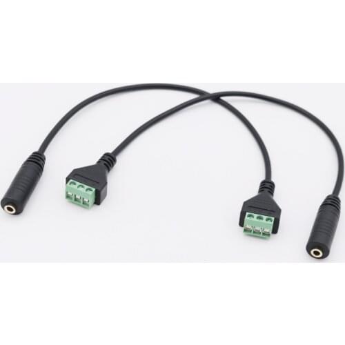 10x Gold 3.5mm 1/8" Stereo TRS Female Jack To 3 Pin AV Screw Video Balun Terminal Plug Connector Solderless Block Adapter Cable