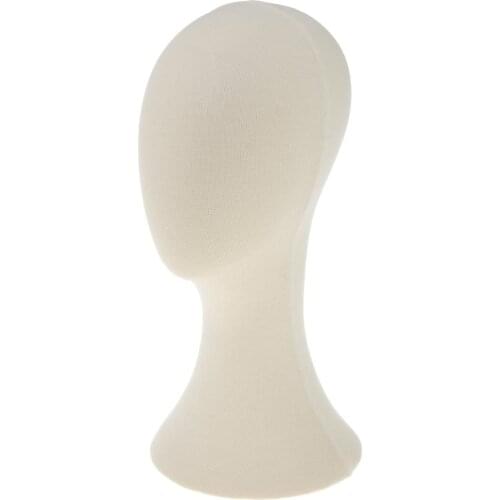 2pcs Cork Mannequin Head Model Hair Hat Wig Stand Long Neck Display Holder