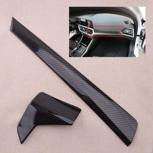 Carbon Fiber Texture Style 2pcs Dashboard Protection Panel Trim Cover ABS Fit for BMW 3 Series G20 G21 2019-2020