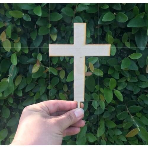20pcs wood cross Religious God Bless Blessing Natural Wood Cake Topper