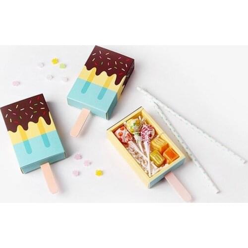 5pcs Candy Color Cute Popsicle Candy Folding Paper Packaging Box Spot Korean Cartoon Ice Cream Drawer Gift Box