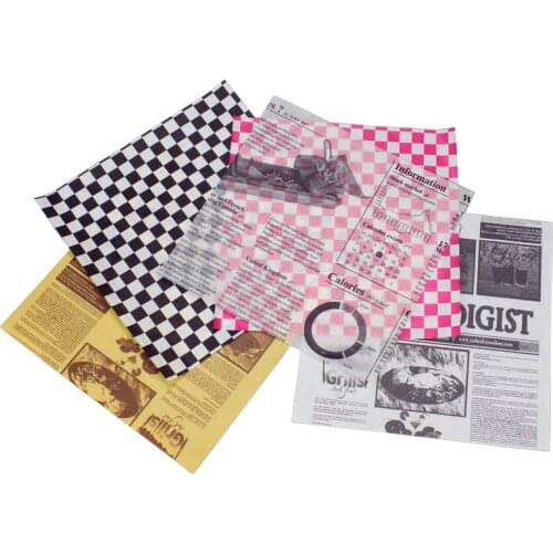 American thick whiteCheck Dry Wax Paper Deli Wrap and Basket Liner food wrapping paper Disposable Sandwich Packaging Paper Bakin