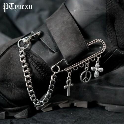 PTyuexu 1Piece Harajuku Goth Punk Shoes Chain Hip Hop Anklets Cross Paperclip Trim 2021 New Jewelry Emo Street Accessories Gift