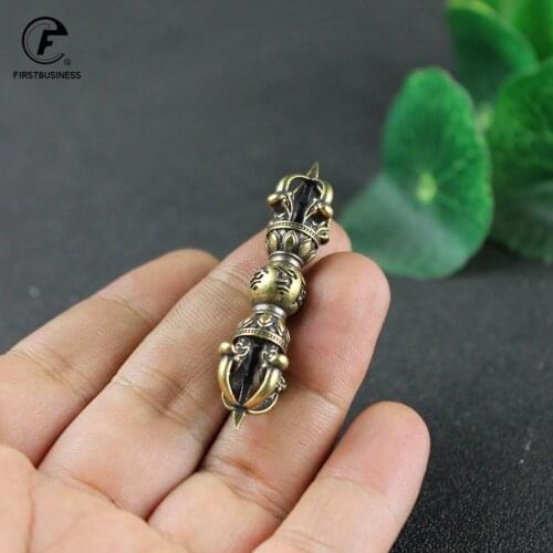 Pure Brass Vajry Pestle Ornaments Buddha Instrument Retro Copper Buddhism Pendants Home Decor Desk Decorations Car Keychains