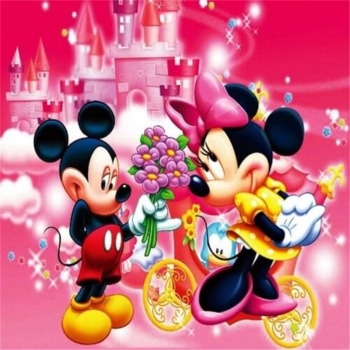 Disney DIY Diamond Painting Cross Stitch Kits Mickey and Minnie Full Diamond Embroidery Mosaic Home Decor Gift