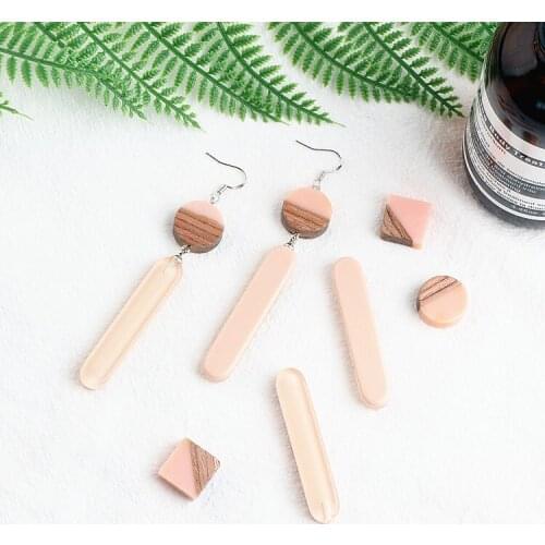 DIY handmade jewelry accessories wood and resin geometrical square round ellipse strip earrings earrings pendant material