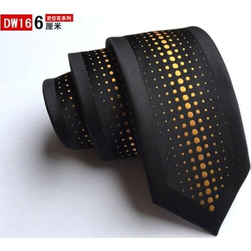 6cm Designers Skinny Ties Unique Polka Dots Necktie Black with Golden Fashion Dot