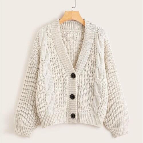 2021 Women Cropped Cardigan Ribbed Knit Sweater Autumn Winter Long Sleeve V neck Jumper Short Cardigans Casual Streetwear Coats