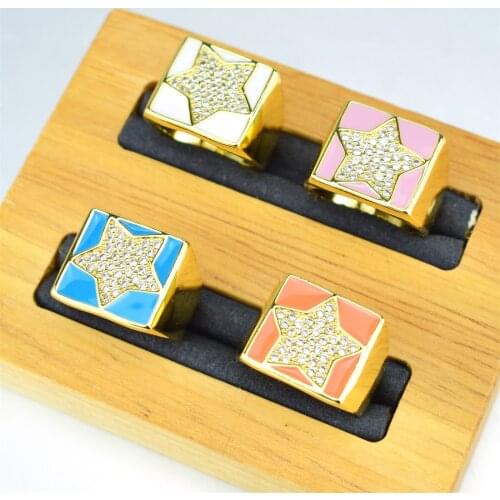 Five-pointed Star Ring Ladies Ring Micro-Pave Luxury Lucky Jewelry Gift Star Ring High Quality Party Quality Enamel Jewelry