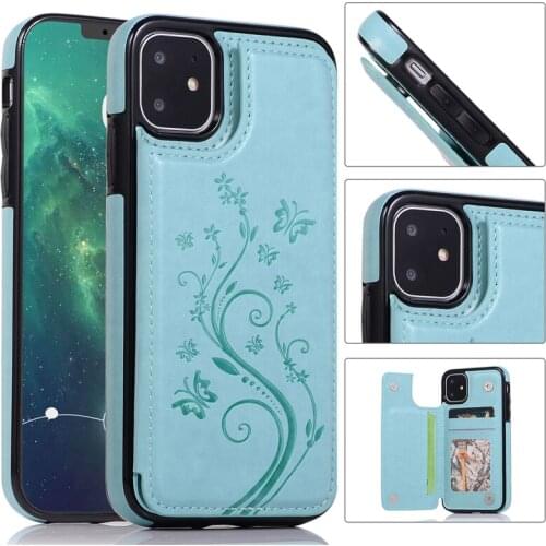 Butterfly Embossing Leather Case For iPhone 6 6S 7 8 Plus 11 Pro Max 12 Mini 12 Pro Max SE 2020 X XR XS Max With Double Buckle