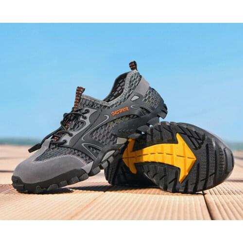 Summer Large Size 39-48 Mesh Sneakers Mens Breathable Hollow Outdoor Casual Shoes Soft Non-Slip Hiking Men River Tracing Shoes