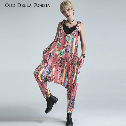 OddDellaRobbia Summer New Hip-Hop Fashion Color Seven-Point Jumpsuit Open Back Elasticated Harem Pants Streetwear Women 1586