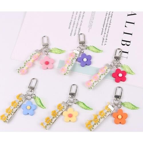 Small fresh Hyun-a Kim ins with colored sunflower acrylic tree leaf flower Keychain pendant bag