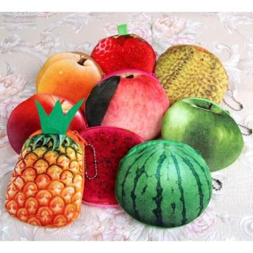 Cute Artificial Fruit Plush Pen Case Mini Wallet Pen Bags School Stationery Coin Purses 1pc Bag Zipper Boys