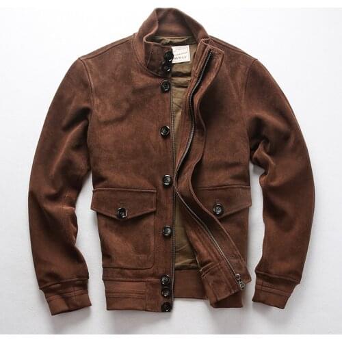 Fast Shipping Genuine Leather Winter Autumn Mens Suede Cowhide Jacket A1 U.S. Air Force Flight Vintage Classic Warm Coat