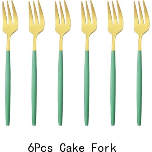 6Pcs Matte Stainless Steel Cutlery Set Coloful Fork Tea Cake Snack Forks Dinnerware Tableware Dessert Fruit Fork Silverware Set