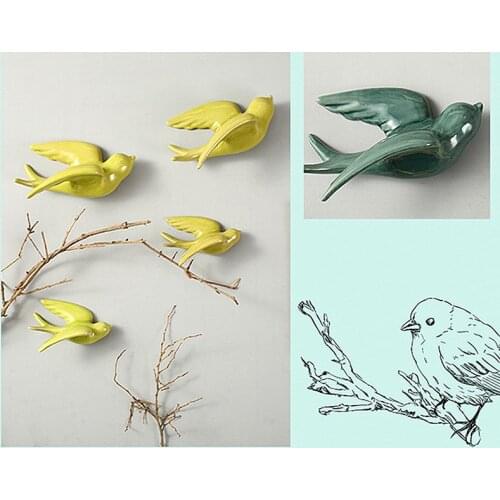 1 Pcs Colorful Swallows Wall Mounted Hanging Decoration Crafts Nordic Ceramic Wall Mount Hanging Ornaments For Home Wall Decor