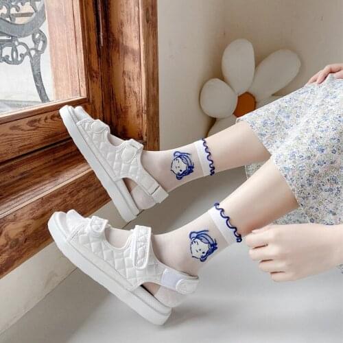 Breathable Ultra-Thin Socks Summer Women Transparent Glass Milk White Girls Elastic Short Socks Female Sox