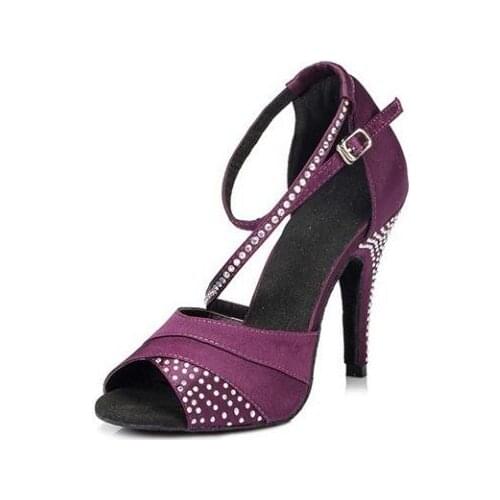 New Rhinestone Satin Latin Dance Shoes Womens Girls Ladies High Heel Party Ballroom Tango Salsa Latin Dance Shoes