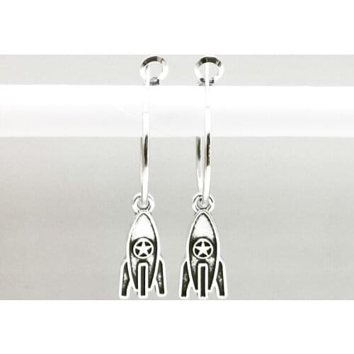 New Cute Earrings Astronaut Rocket Mini Accessories Pendant Earrings Fashion Jewelry Charm Gift Men Women Earrings Hoops