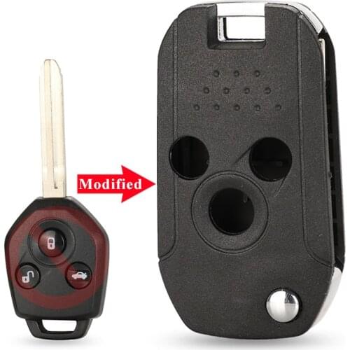 Jinyuqin Upgrade for Subaru Legacy Outback XV Forester Uncut Flip Folding Remote Key Shell Fob Case Replacement 3 Buttons