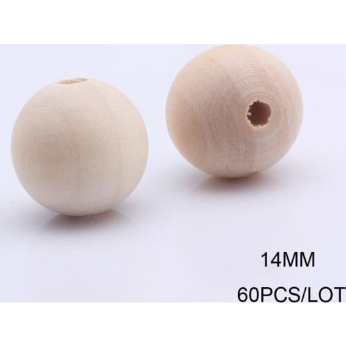 OlingArt 14MM 60pcs/lot Natural Wooden Round beads childrens toys Gift DIY crafts decor Accessories jewelry Making