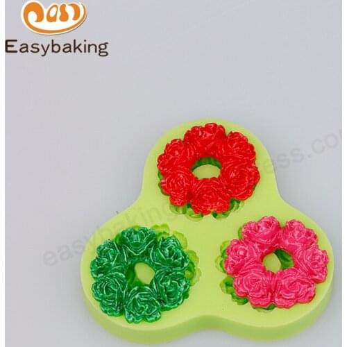 Food Grade Rose Garland Hollow Flower Silicone Fondant Mold For Kitchen Accessories