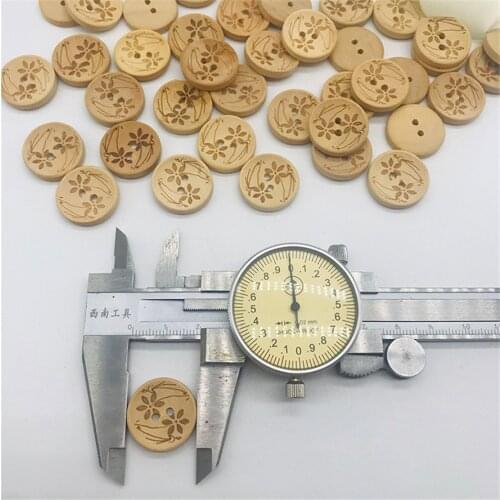 50pcs 20mm Natural Florals Flower Laser Wood Round Buttons Sewing DIY 2 Hole Crafts Embellishments For Scrapbooking