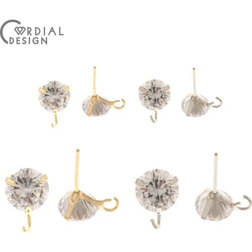 Cordial Design 40Pcs Jewelry Accessories/Hand Made/Genuine Gold Plating/DIY Making/CZ Earrings Stud/Jewelry Findings & Component