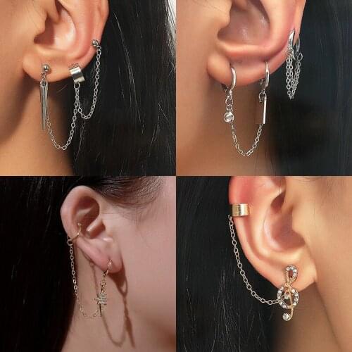 Punk Jewelry Clip on Earrings Women Fashion Gold Silver Color Ear Cuffs Girls Fake Cartilage Earring Accessories Party Gifts